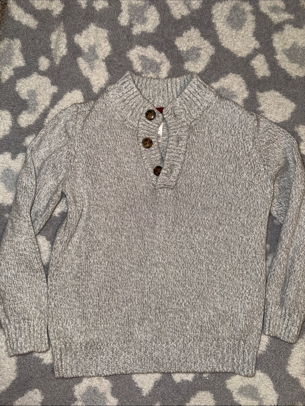 Carter's Light Gray Knit Sweater with Red Trim